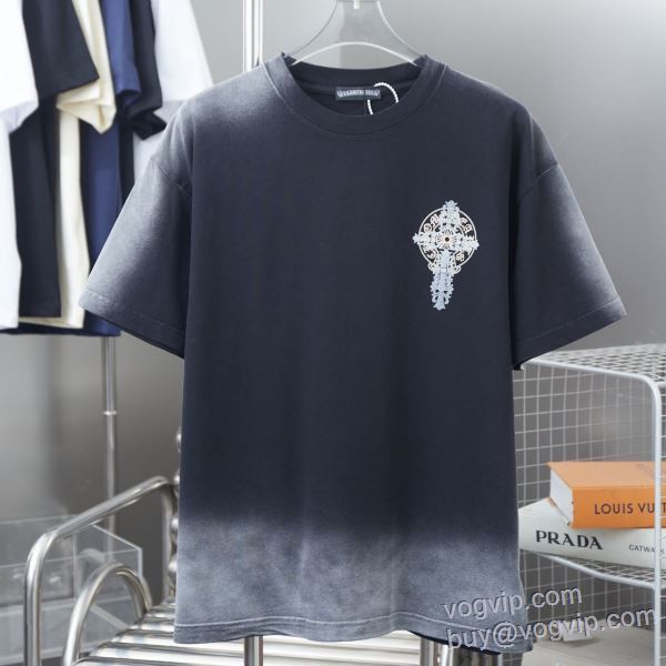 コーデ 知的なムードを演出 クロムハーツ CHROME HEARTS スーパーコピー 半袖Tシャツ 3色可選 2025お得セール