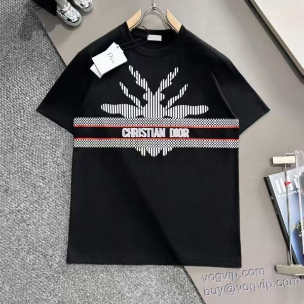 ディオール 完成度の高い逸品 DIOR ブランド 偽物 通販 半袖Tシャツ 2色可選 2025人気セール得価