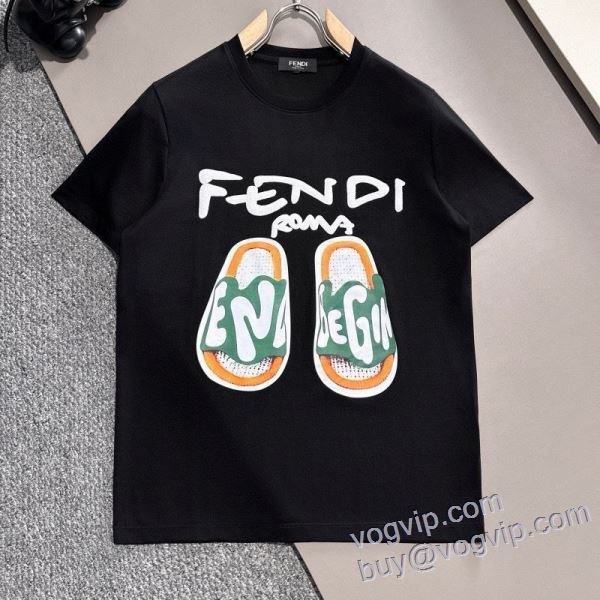 2025年モデル入荷 半袖Tシャツ 2色可選 フェンディ 偽物ブランド おしゃれに絶大な人気