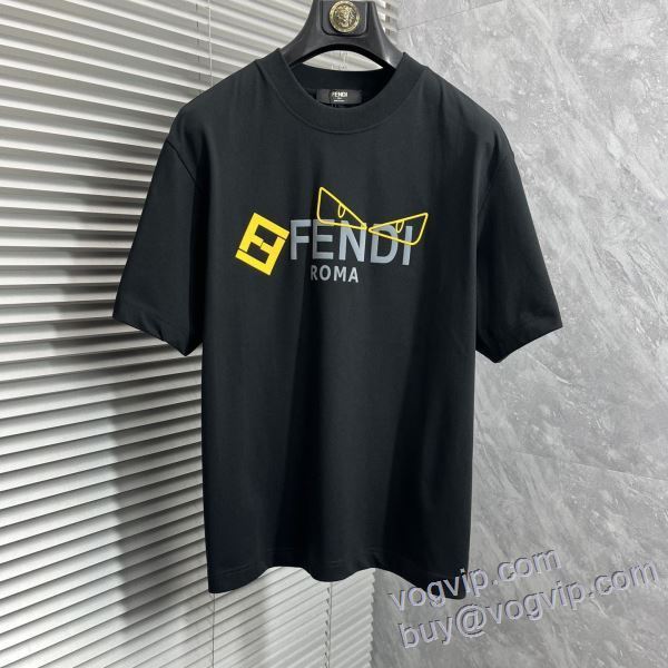 2025お得格安 フェンディ FENDI コピーブランド もっとも高い人気を誇る  半袖Tシャツ 2色可選