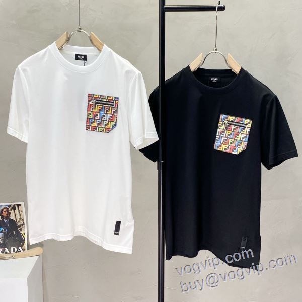 2025春夏季新作 フェンディ FENDI 半袖Tシャツ 2色可選 優しい色合い スーパーコピーブランド