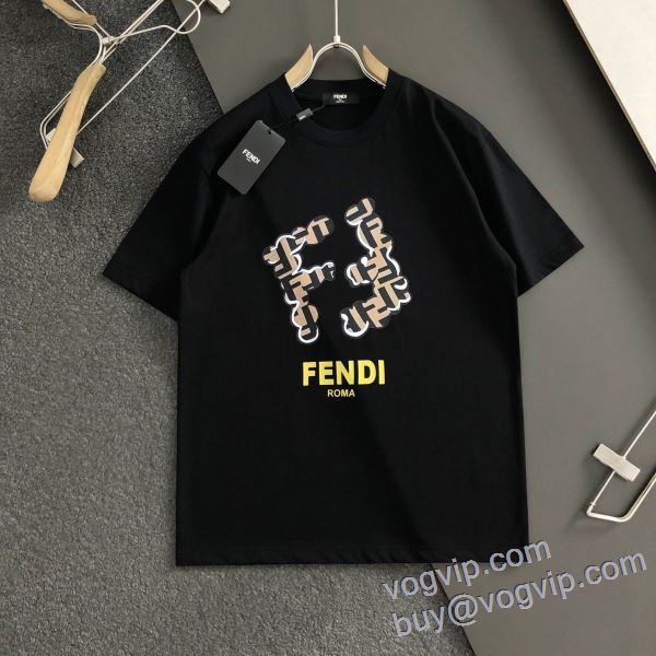 可愛く上品な雰囲気 フェンディ FENDI ブランドコピー 半袖Tシャツ 2色可選 2025品質保証安い