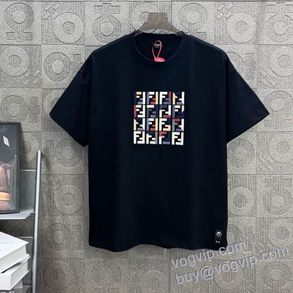 首胸ロゴ スーパーコピー n級品 2025最安値高品質 半袖Tシャツ 3色可選 フェンディ FENDI
