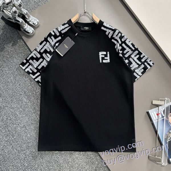 半袖Tシャツ お買得 スーパーブランドコピー品質保証 フェンディ FENDI 2025新作品 2色可選