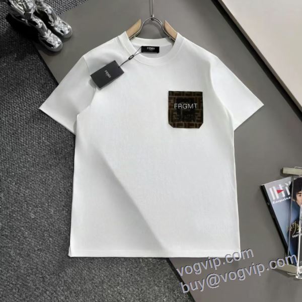 首胸ロゴ スーパーコピー フェンディ FENDI 半袖Tシャツ 2色可選 2025春夏新作