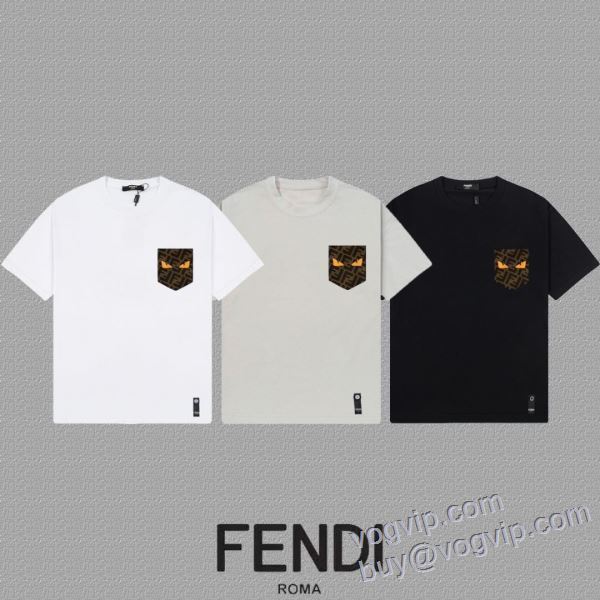 2025HOT大人気 フェンディ FENDI スタイルアップ効果 半袖Tシャツ 3色可選 ブランドコピー