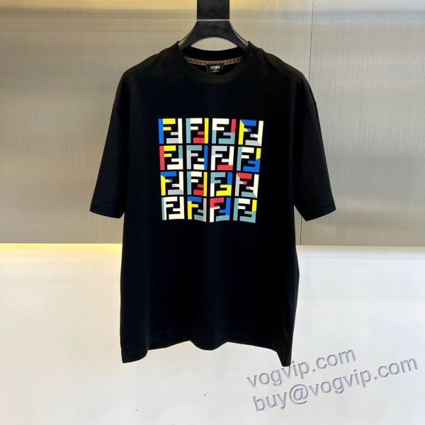 お洒落に魅せる フェンディ FENDI ブランドスーパーコピー 激安専門店 半袖Tシャツ 2色可選 2025お買い得新品