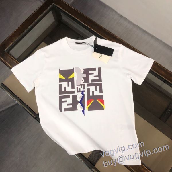 海外セレブ定番愛用 フェンディ 2025人気セール新作 FENDI 偽物ブランド 半袖Tシャツ 2色可選