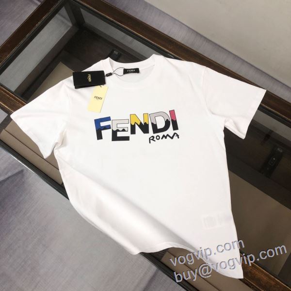 特別人気感謝SALE FENDI ブランドスーパーコピー 2025人気販売 フェンディ 半袖Tシャツ 2色可選