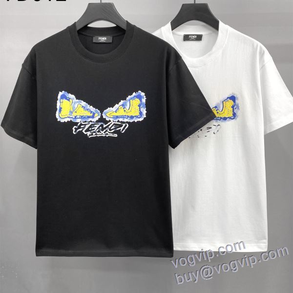 【大人気】定番商品 FENDI コピー 2025 フェンディ 半袖Tシャツ 2色可選