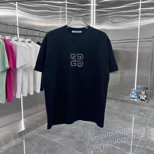 2025全国無料人気 ジバンシィ GIVENCHY 首胸ロゴ 半袖Tシャツ コピー 4色可選