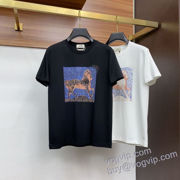 半袖Tシャツ エルメス コピー 2025年モデル入荷 2色可選 上品に着こなせ