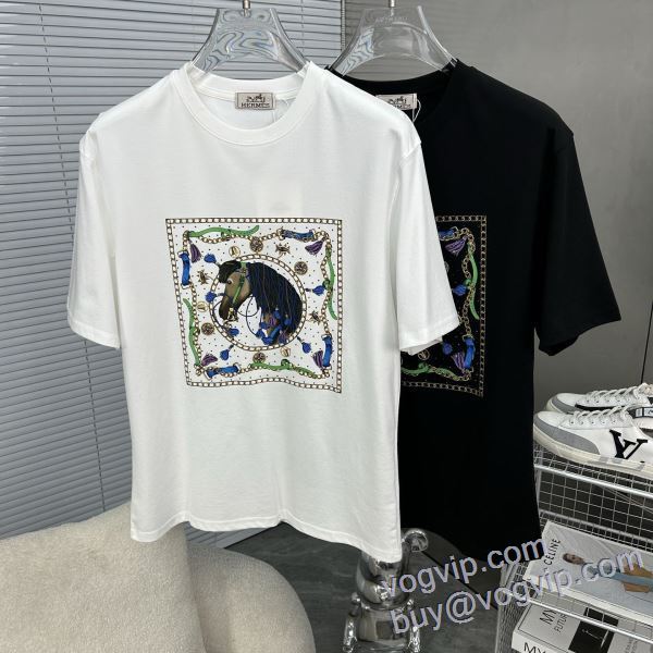 2025春夏に最も需要のある エルメス HERMES ブランドコピー 半袖Tシャツ 2色可選