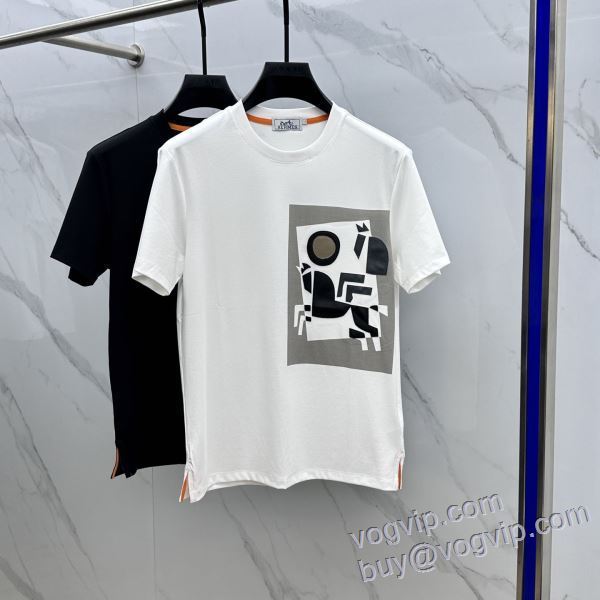 エルメス 2025HOT品質保証 半袖Tシャツ 2色可選 抜群な楽チン感ある大定番 HERMES コピー ブランド