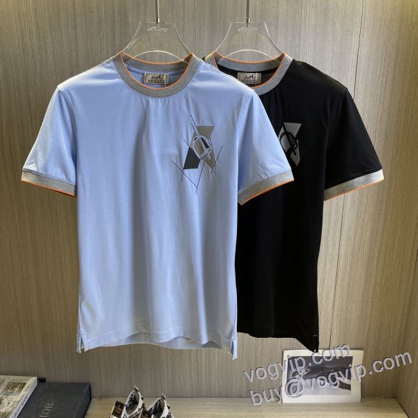 半袖Tシャツ 高級感ある エルメス ブランド 偽物 通販 2025超激得安い 2色可選