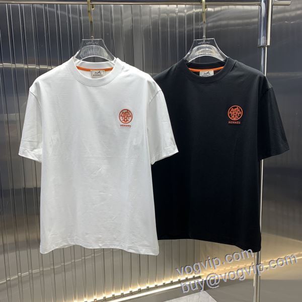 2025割引セール エルメス コピーブランド 個性的なデザ 半袖Tシャツ 2色可選