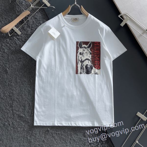 着心地抜群 エルメス ブランドスーパーコピー 2025割引セール 半袖Tシャツ 2色可選