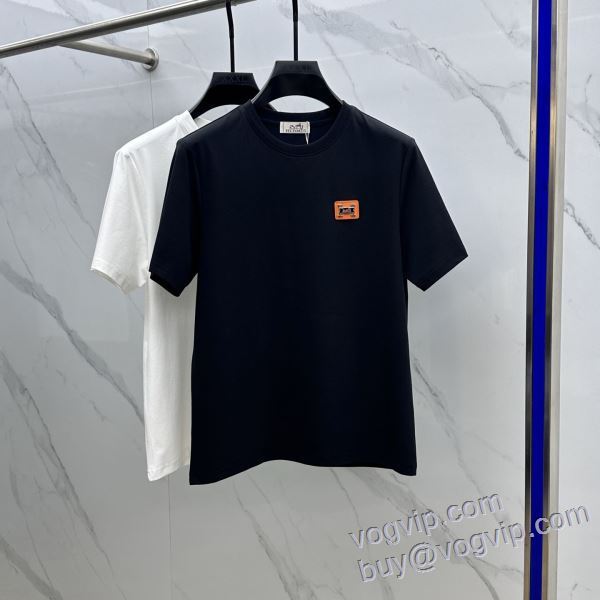 HERMES 偽物ブランド 2025品質保証大人気 エルメス 半袖Tシャツ 2色可選 サイズ豊富