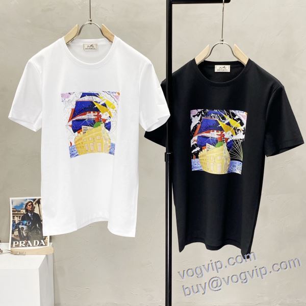 耐久性のある エルメス HERMES ブランドスーパーコピー 半袖Tシャツ 2色可選 2025人気定番大得価