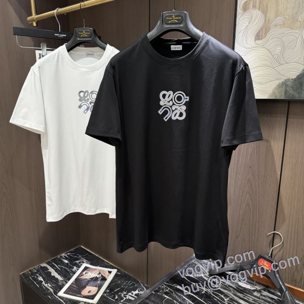 ロエベ LOEWE 2025春夏季新作 半袖Tシャツ 2色可選 人目を惹くデザイン スーパーコピー 優良サイト