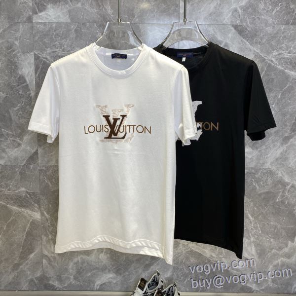 半袖Tシャツ 2色可選 上品な輝きを放つ形 ルイ ヴィトン LOUIS VUITTON 2025HOT本物保証 VOGブランドスーパーコピー