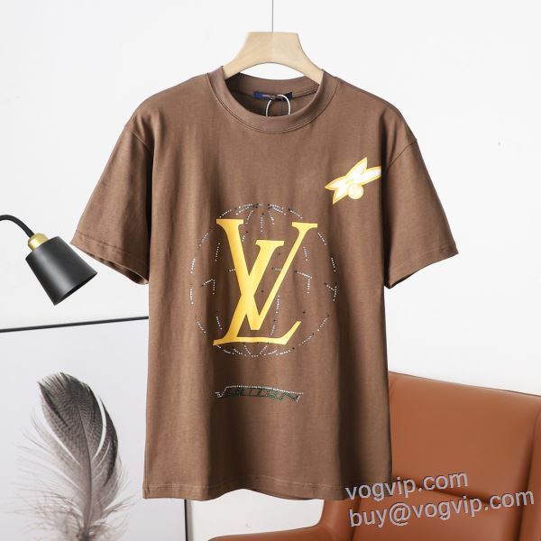 肌触りの気持ちい? ルイ ヴィトン LOUIS VUITTON 半袖Tシャツ ブランドコピー 2025最安値お得