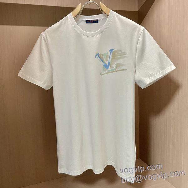 雑誌掲載アイテム ルイ ヴィトン ブランド 偽物 通販 半袖Tシャツ 2色可選 2025HOTお買い得