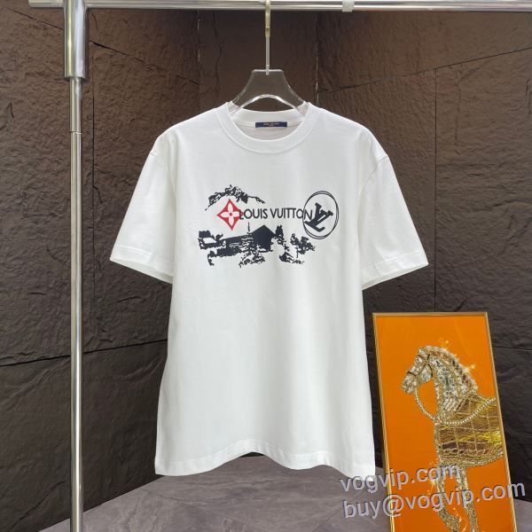 お洒落に魅せる ルイ ヴィトン LOUIS VUITTONブランドスーパーコピー 半袖Tシャツ 3色可選 2025お得大人気