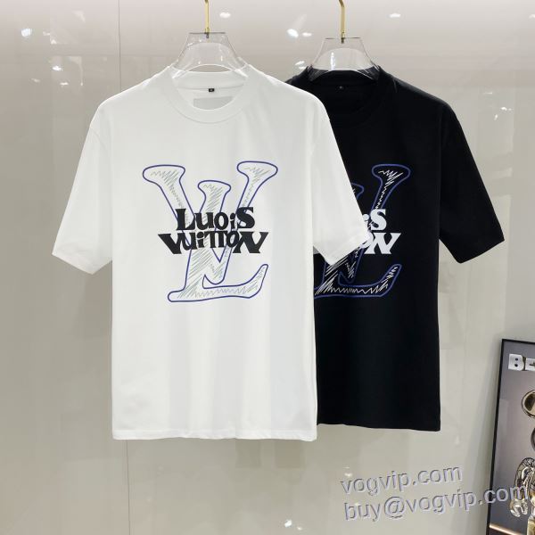 2025割引セール ルイ ヴィトン LOUIS VUITTON ブランドコピー ◆モデル愛用◆ 半袖Tシャツ 2色可選