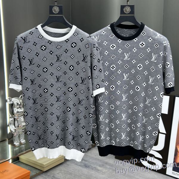 存在感◎ ルイ ヴィトン LOUIS VUITTON コピー ブランド 2025割引セール ニット 半袖Tシャツ 2色可選