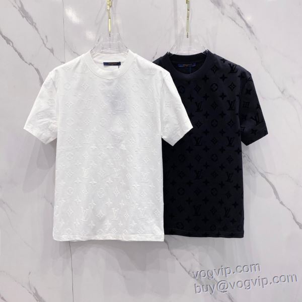 ルイ ヴィトン 首胸ロゴ LOUIS VUITTON スーパーコピー 2025品質保証定番人気 半袖Tシャツ 2色可選