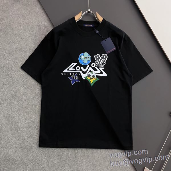高品質 人気 半袖Tシャツ 2色可選 ルイ ヴィトン 偽物ブランド 2025新作品 LV198