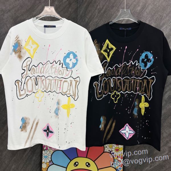 海外セレブ愛用 半袖Tシャツ 2色可選 ルイ ヴィトン LOUIS VUITTON 偽物ブランド 2025HOT大人気 LV209