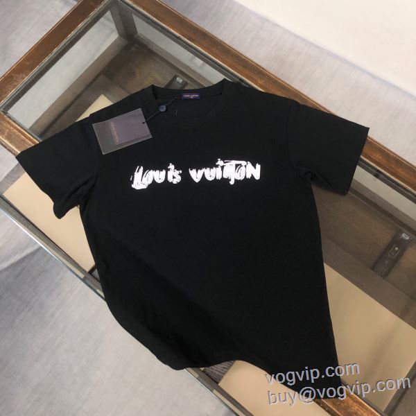 落ち着いた感覚 半袖Tシャツ 2色可選 ルイ ヴィトン LOUIS VUITTON 2025超激得安い LV229 最大級ブランドコピー通販優良店