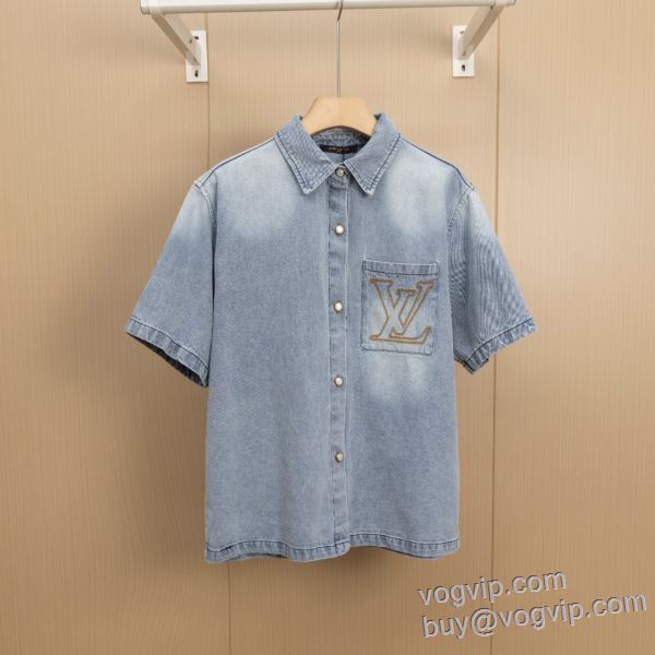 2025割引セール ルイ ヴィトン LOUIS VUITTON 偽物ブランド もっとも高い人気を誇る 半袖シャツ デニムジャケット LV248