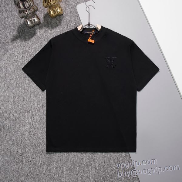 首胸ロゴ 半袖Tシャツ 2色可選 ルイ ヴィトン ブランドコピー 2025お買い得豊富な LV318