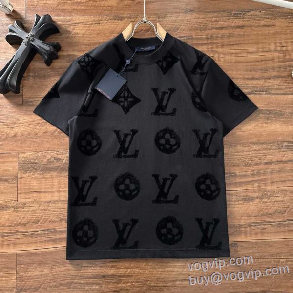 お洒落に魅せる ルイ ヴィトン LOUIS VUITTON 半袖Tシャツ 2色可選 LV334 スーパーコピー n級品 2025高品質