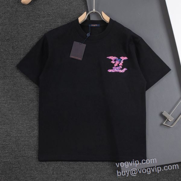 人気雑誌掲載 ルイ ヴィトン LOUIS VUITTON 2025激安大特価爆買い 半袖Tシャツ 2色可選 LV343 人気のスーパーブランドコピー品質保証