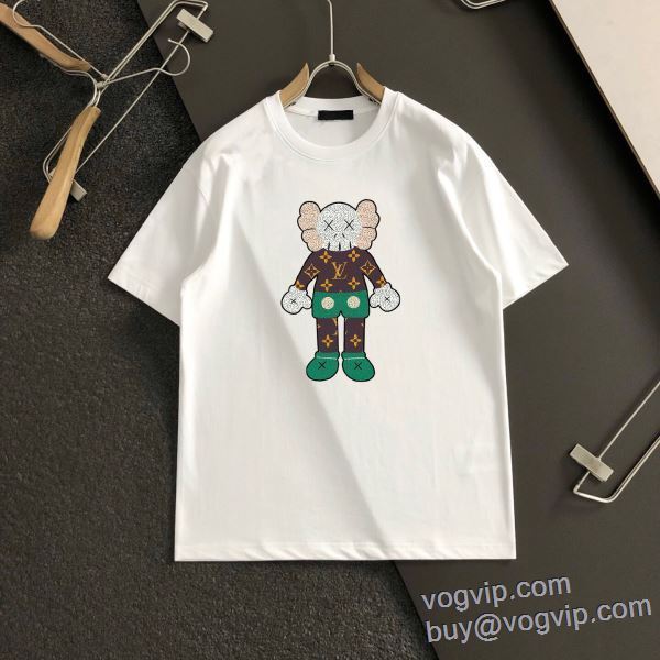 2025驚きの破格値大得価 ルイ ヴィトン LOUIS VUITTON 高品質 半袖Tシャツ ブランド 偽物 通販 2色可選 LV348