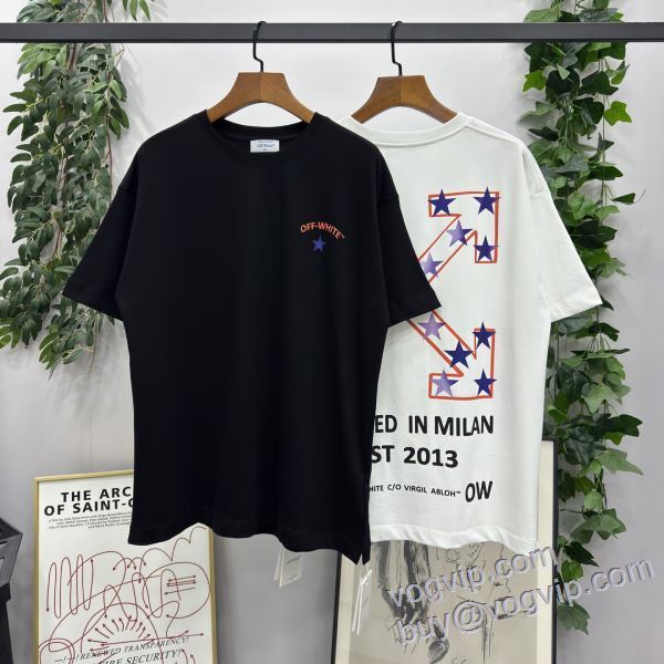 OFF-WHITE スーパーコピー 2025爆買い豊富な オフホワイト 半袖Tシャツ 2色可選 海外セレブ愛用