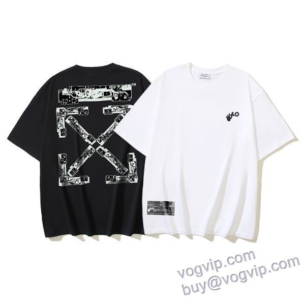 シックスタイルに活躍 オフホワイト ブランドコピー 半袖Tシャツ 2色可選 2025最安値お得
