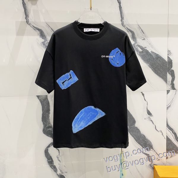 お洒落な存在感 オフホワイト 偽物ブランド 半袖Tシャツ 2色可選 2025超激得新作