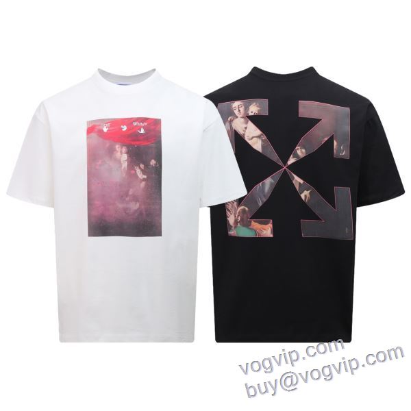 オフホワイト 2025お得限定セール 半袖Tシャツ 雑誌掲載アイテム 2色可選 OFF-WHITE ブランドコピー代引き専門店