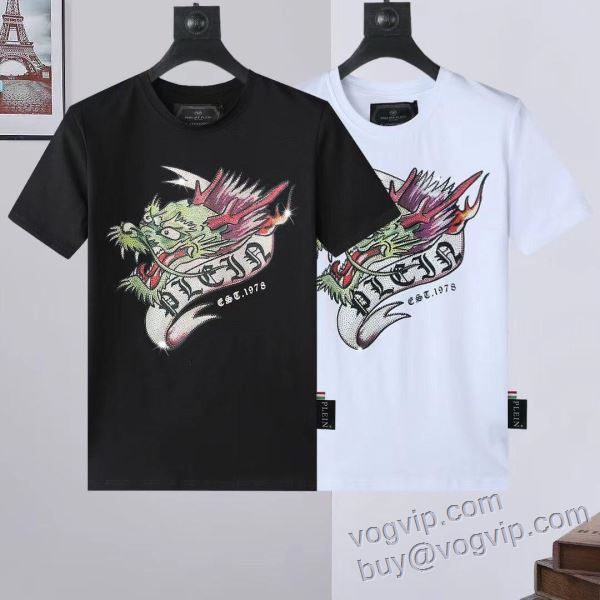 半袖Tシャツ フィリッププレイン 偽物ブランド 2025春夏季超人気 2色可選 芸能人に愛用者続出