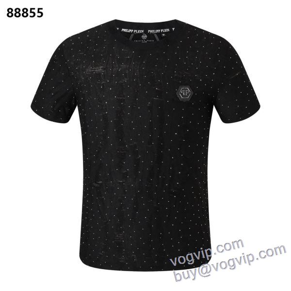PHILIPP PLEIN ブランド 偽物 通販 2025お得本物保証 フィリッププレイン 半袖Tシャツ コーデ 知的なムードを演出