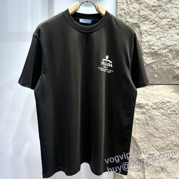 プラダ コピー ブランド 綺麗に決まるフォルム！ 半袖Tシャツ 2色可選 2025お買い得高品質