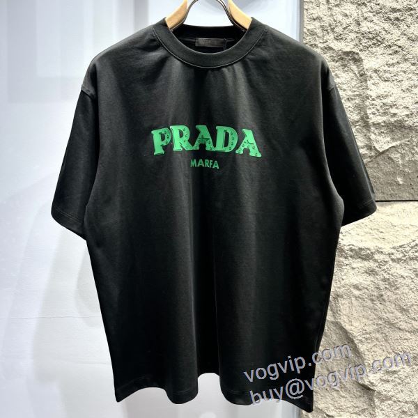 個性的なデザ 半袖Tシャツ プラダ ブランド 偽物 通販 2025お買い得高品質 2色可選