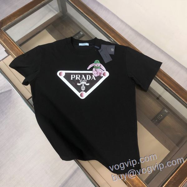 海外セレブ愛用 プラダ 2025年モデル入荷 半袖Tシャツ 2色可選 PRADA スーパーコピー
