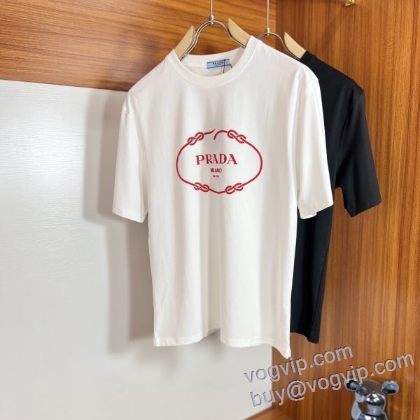 スタイリッシュな印象 プラダ PRADA スーパーコピー 半袖Tシャツ 2色可選 2025新作入荷セール