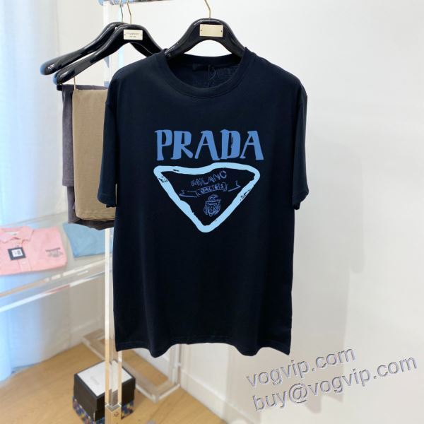 2025新品本物 プラダ PRADA デザイン性の高い 半袖Tシャツ 2色可選 VOGブランドスーパーコピー